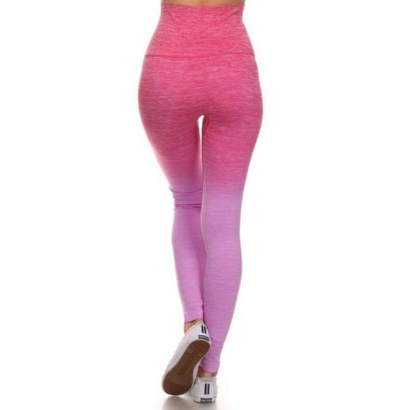 Dip Dye Ombre Athletic Leggings High Waist Band FC - Picture 2 of 5